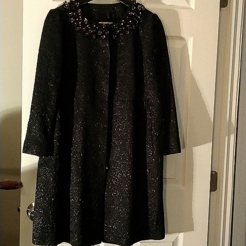 RED Valentino black dress/cape size 46 12/14 Sparkle Flower Accents, Texture